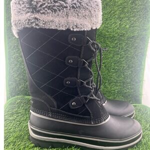 Khombu Ellie Women's Black Faux Fur Lined Winter Snow Boots Size 10M
